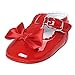 QGAKAGO Infant Baby Girls Bowknot Soft Sole Prewalker Mary Jane Shoes Princess Wedding Party Dress Shoes (0-6 Months Infant, Red)