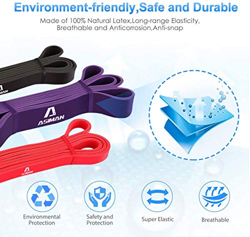 ASIMAN Resistance Band Workout Bands Pull Up Assist Bands Exercises for Fitness, Stretching, Pilates Bands, Resistance Training for Men and Women Fitness