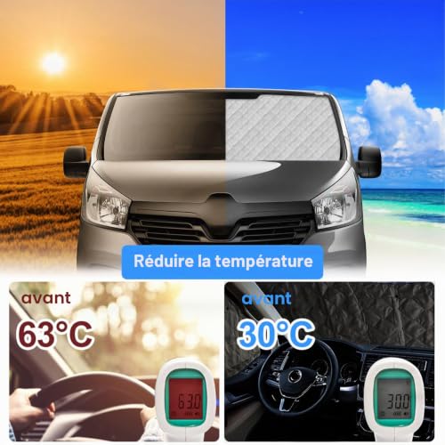 Car Windshield Sun Visor Compatible with 2001-2014 Renault Trafic LWB, 8 Pack Foldable Car Interior Sun Shades, Internal Thermal Mats with Storage Bag