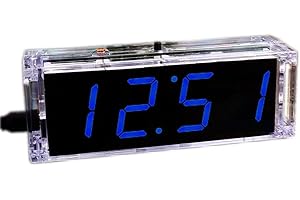 KRASNOYAR Electronic DIY Voice Digital Clock Making Kit Digital Tube LED Clock Single Chip Microcomputer Welding Training Alarm Clock Temperature Date Time with Transparent Case (Blue)