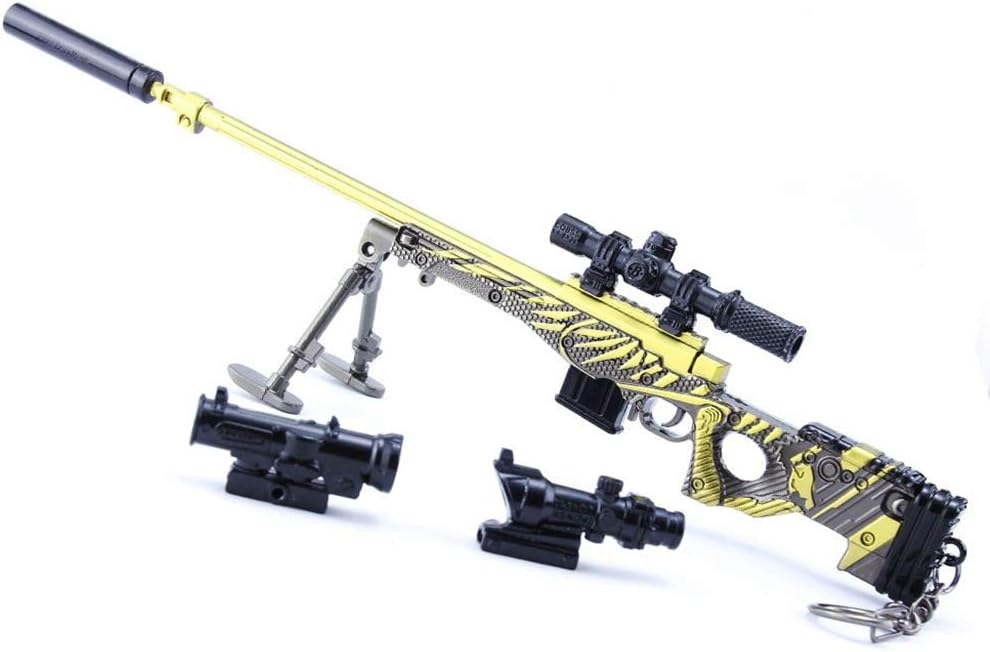 Mini Games Prop 1/4 Metal Limited Edition Kar98K AKM AWM M416 M24 Sniper Rifle Guns Model Figure Keychains Toys Accessories (AWM-D)