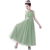 dideyttawl Flower Girl Dresses,Girls Princess Dress,Junior Bridesmaid Dress for Wedding,Kids Formal Tulle Full Length Dress