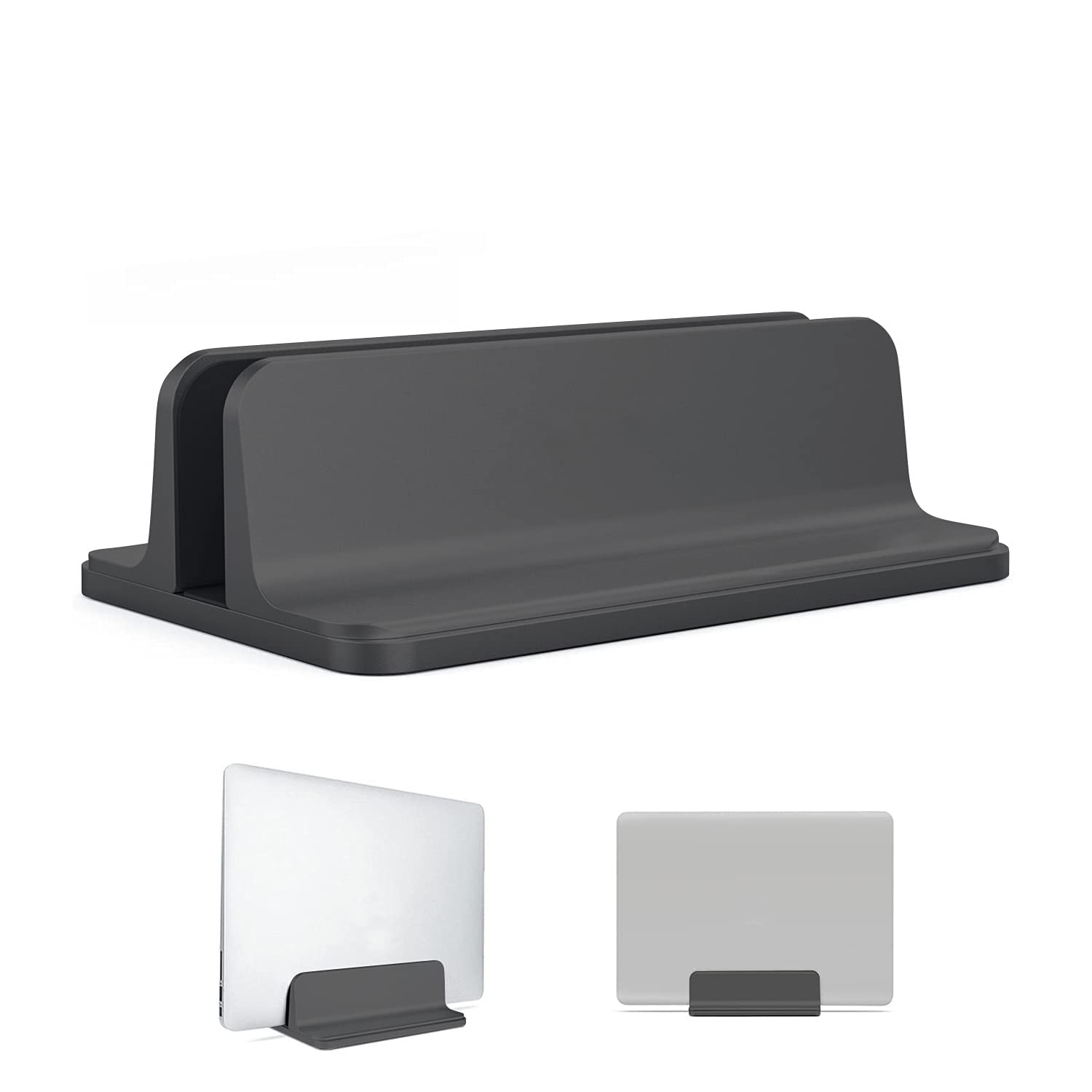 Oranlife Vertical Laptop Stand Holder, Vertical Desktop Holder with Adjustable Dock Size, Laptops Holder Compatible with All Notebooks MacBook Surface Gaming Pad[BLACK]