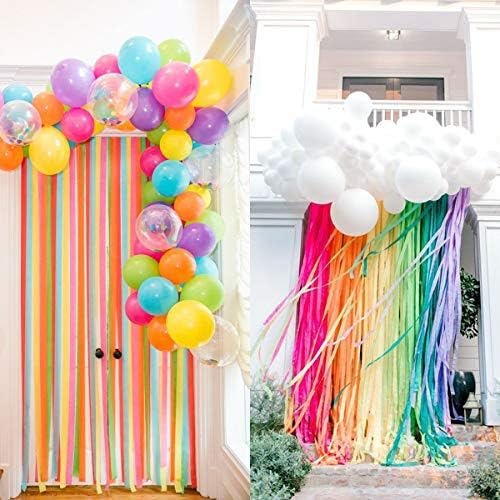 Crepe Paper Streamer Set, Rainbow Colored Party Decorations, Multi-Color Streamers for Weddings, Birthdays, and Indoor Events, Festive Backdrop and Ceiling Decor 984ft 12-Roll
