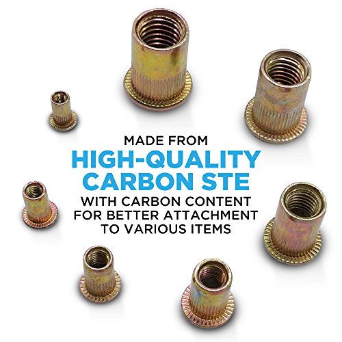Metric Rivet Nuts 170 pcs, Zinc Plated Carbon Steel Rivnuts,Treaded