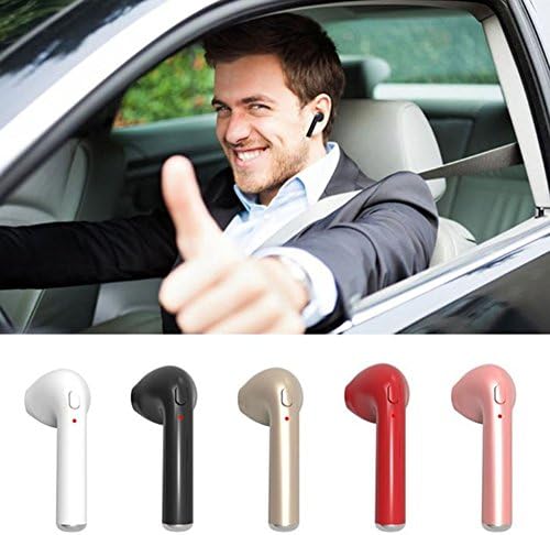 Bluetooth Earbud Wireless Mini V4.1 Earphone In-Ear Noise Cancelling Earpiece I7 Headphone with Mic Headset for iPhone 7/7S Plus 6/6S Samsung Galaxy S8 Edge (Single Only Left Ear) (white)