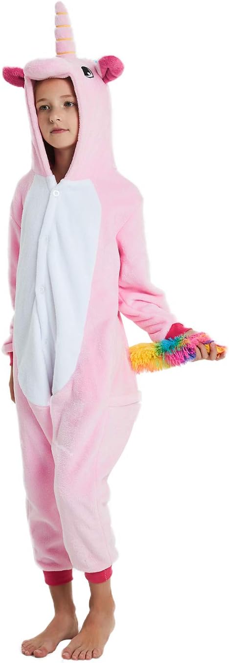 ABENCA Unisex Kids Unicorn Onesie Pajamas Animal Christmas Halloween Cosplay Costume Sleepwear