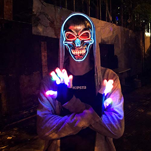 LED Halloween Mask,Scary mask with LED Light,Cosplay Glowing mask for Halloween Festival Party