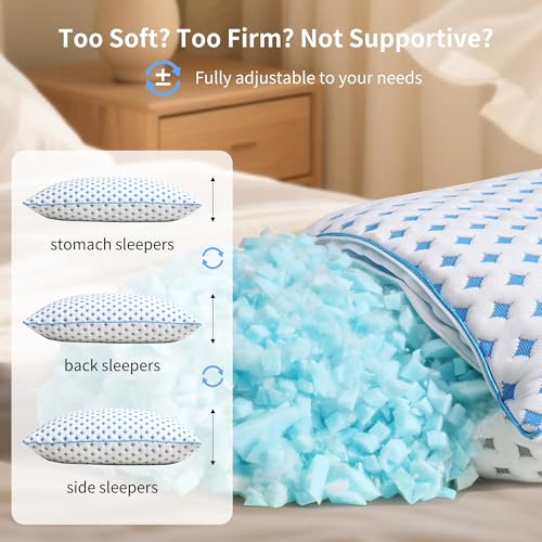 LOVELYREST Memory Foam Pillows 2 Pack – Adjustable Loft Cooling Pillows King Size Set of 2 for Sleeping, Firm, Supportive, and Breathable Design for Hot, Side, Back, and Stomach Sleepers