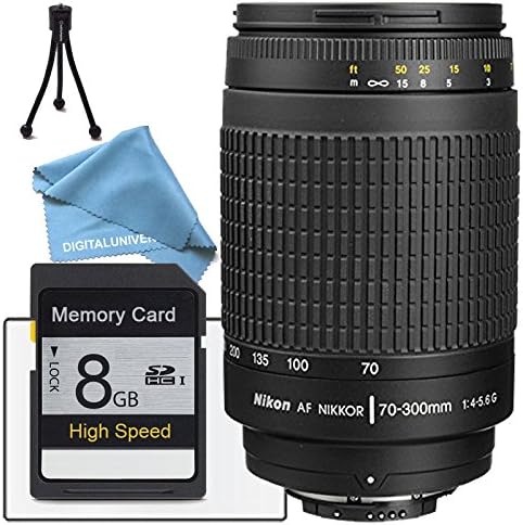 Nikon 70-300 mm f/4-5.6G Zoom Lens with Auto Focus for Nikon DSLR Cameras PLUS 8GB HIGH SPEED AND LENS CLEANING KIT TABLE TOP TRIPOD AND SCREEN PROTECTORS
