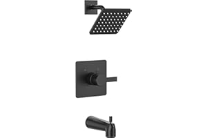 KOMEGO Replacement for Delta 13/14 Series Shower Trim Kit, Compatible with Delta R10000 Valve Tub Shower Faucet Set, Black Shower Head and Handle Set, Matte Black (Cartridge and Valve Not Included)
