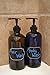 2 Pack Firefly Craft Cobalt Blue PLASTIC Pump Bottles with Chalkboard Labels, 16 ounces each