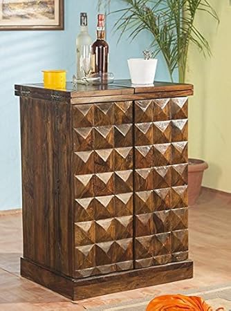 Decoration Shop Diamond Bar Cabinet In Natural Brown Finish