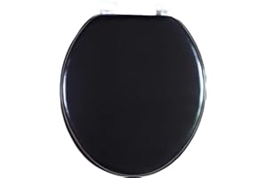 J&V Textiles Soft Round Toilet Seat With Easy Clean & Change Hinge, Padded (Black)*