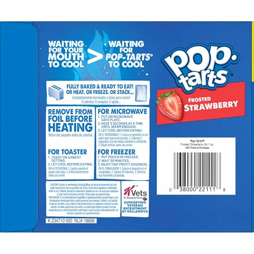 POP-TARTS TOASTER PASTRIES, BREAKFAST FOODS, KIDS SNACKS, FAMILY PACK, FROSTED STRAWBERRY, 54.1OZ BOX (32 COUNT)