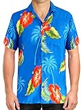 LA LEELA Men's Regular Fit Hawaiian Shirt Beach Aloha Party Camp Shirt Printed