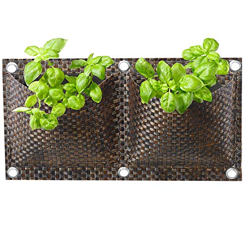CelinaSun Pflanztasche Balkon 0,22 x 0,4 m braun Polyrattan Bepflanzung Pflanzbeutel hängend draußen – Bild 3