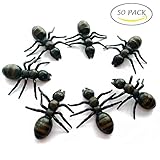 Newprous Ant Toy Picnic Decoration Large Ant Queen Soft Toy Plastic Fake Bug Prank Gag Practical Joke Toys Black 50 Pack