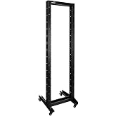 NavePoint 42U 2 Post Open Frame Server Rack with Casters for 19 Inch Equipment, Networking, and IT Devices, 2-Post Rack 330lbs Weight Capacity, Black