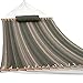 Prime Garden Quilted Fabric Hammock with Pillow, Hardwood Spreader Bars, 2 People, Desert Stripe