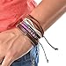 MJartoria Leather Bracelets for Men, Mens Womens Unisex Faux Leather Bracelets Adjustable Braided Multi Cool Wrap Wristbands Cuff Set (W-4PCS-Brown)