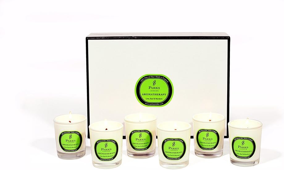 Parks London Tot Glass Set-6 x 5 cl Candles, Lime, Basil and Mandarin