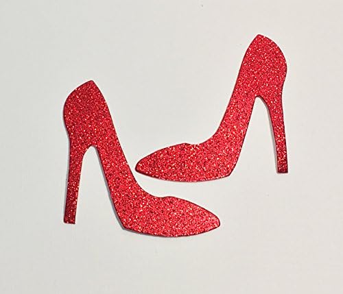 High Heel Pump Shoes Red Glitter Card Stock Die Cuts 3 Inch Size