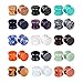 Longbeauty 10Pairs Mixed Stone Saddle Ear Plugs Stretcher Expander Tunnels Ear Gauges Piercing Jewelry 8MM