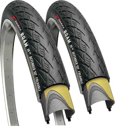 Fincci Bicycle Tyre 700 x 32c – Pair of 28 Inch Tyres, 32-622 with Puncture Protection Puncture Protection 1 mm for Road Bike, Mountain Bike, Electric Bicycle, Tour – Pack of 2 Roam