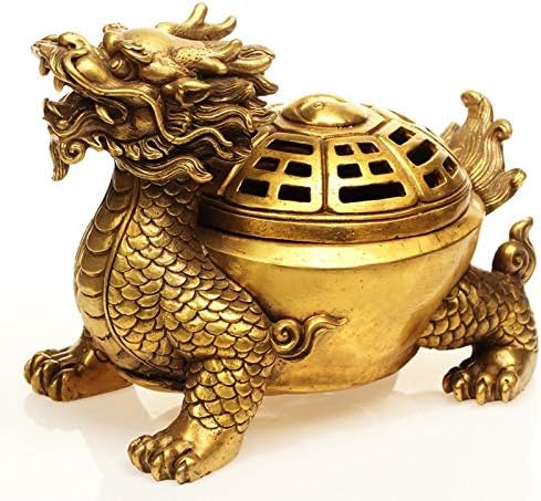 YOPDNE Opening pure copper dragon and turtle incense burner decoration
