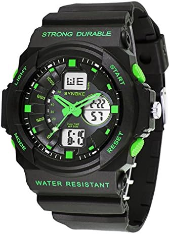 VBBARC Cool Waterproof Digital Analog Sports Watches For Age 7-15 Years old Boys Girls Youth (green black)