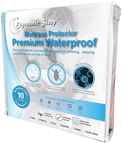 Ergonomic Sleep Wmp-15060K Premium Hypoallergenic 100% Waterproof Terry Cotton Mattress Protector/Pad/Cover, King