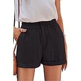 SESERAGI Women Comfy Cotton 2" High Waisted Shorts Casual Summer Ruffles Elastic Waist Short Pants with 4 Pockets