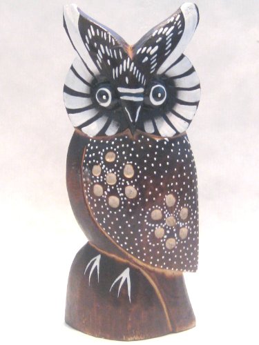 Wooden Owl Hand Carved And Hand Painted Wood Bali Home Decor