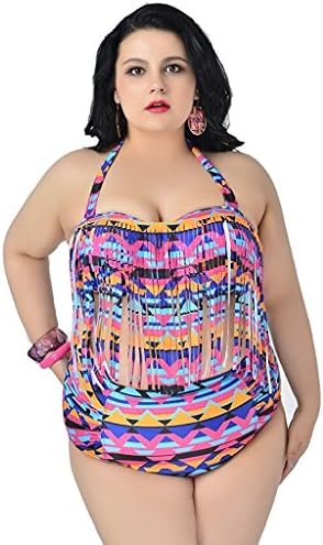 Also easy Chic Wear Women's Retro High Waist Braided Fringe Top Bikini Swimwear Plus Size WaveUS L