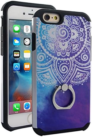 iPhone 6S Case iPhone 6 Case With Ring Holder [KICKSTAND] Unique Hipster Chic BOHO Retro Vintage Girly Designer Cover by TropicaseMAX. Heavy Duty Protection With Great Utility (Blue Mandala)