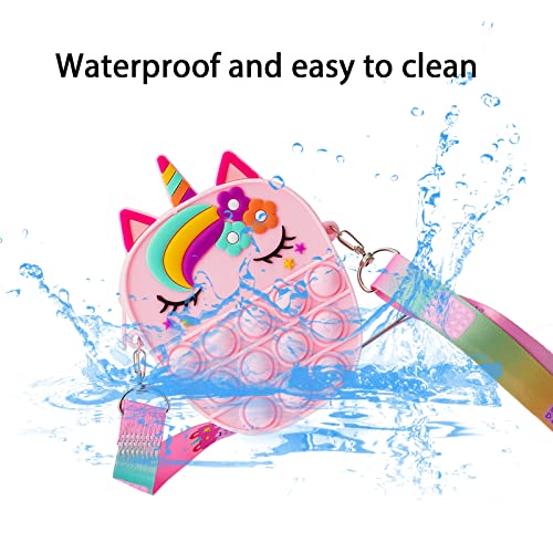 Forgreafa Pop Purse Fidget Toys for Girls, Push Bubble Sensory Crossbody Shoulder Bag, Dimple Toy Kids Handbag Relieve Stress Relief Silicone Bag