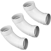 LEFITPA 3 Pack Replacement Central Vacuum 90 Degree Sweep Prevents Clogs Elbow Fitting for 2 Inch Vacuum Pipe