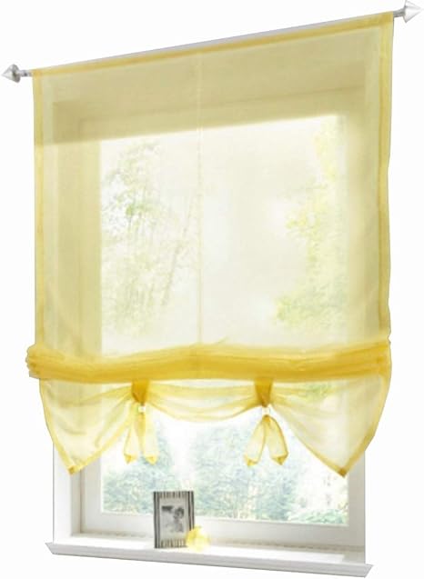 Amazon De Eslir Raffrollo Wohnzimmer Raffgardine Tunnelzug Gardinen Kuche Transparent Bandchenrollo Vorhange Modern Voile Gelb Bxh 120x155cm 1 Stuck Raffrollo Wohnzimmer Modern