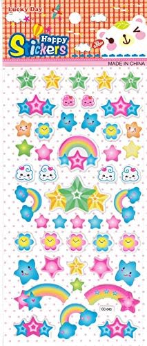 CraftplayUK Stars, Clouds, Flowers, Rainbows Stickers (Sheet Size: 19.5 cm x 9.5 cm) 3D - CC043
