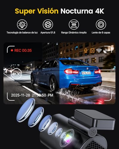 GKU Dashcam Car Camera 4K+1080P, 5GHz WiFi Dash Cam Car with 64GB SD Card,Car Camera Recorder,170° Wide Angle,Night Vision,WDR,G-Sensor,Parking Monitor