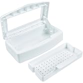 YoleShy Nail Tool Cleaning Box White Plastic Clean Container for Tweezers Esthetician Essentials Clean Jar for Hair Salon, Spa &amp; Cutter Manicure Equipment-Nail Art Tool