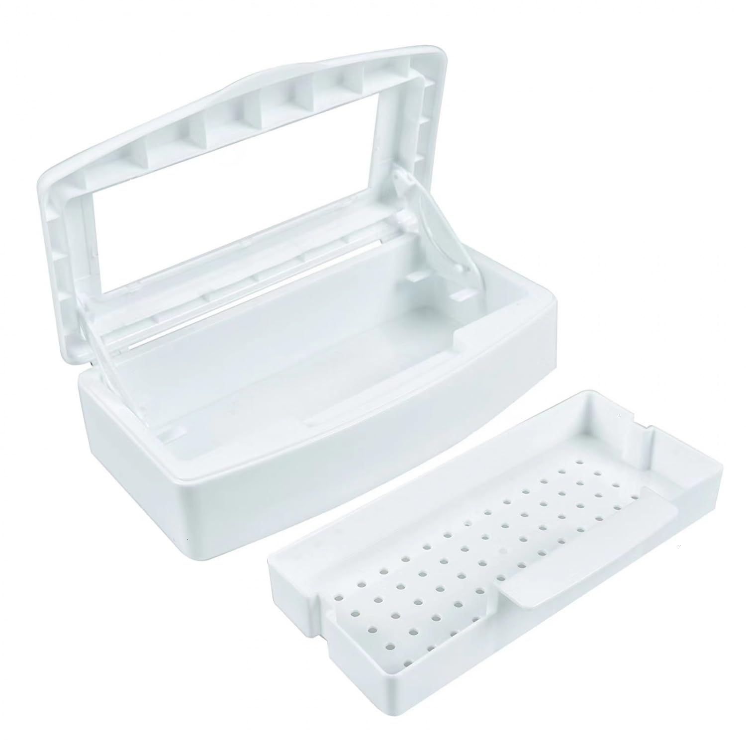 Photo 1 of YoleShy Nail Tool Cleaning Box White Plastic Clean Container for Tweezers Esthetician Essentials Clean Jar for Hair Salon, Spa & Cutter Manicure Equipment-Nail Art Tool