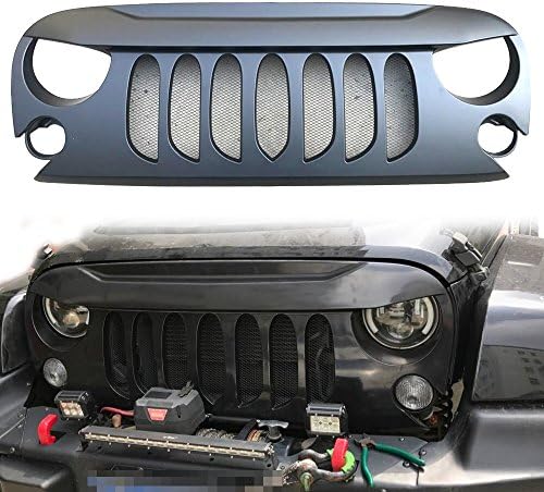 Matte Black Beast Front Grille Lantsun Demon Grid Grill Mesh Insert fits Jeep Wrangler Rubicon Sahara Sport JK 2007-2017(Pack of 1)264