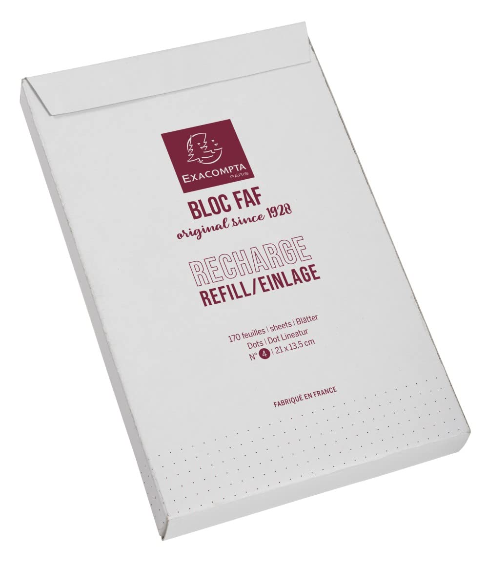 Exacompta - Ref 12524E - FAF Desk Pad Refill / Recharge Pad No.4 (170 Sheets) - 210 x 135mm in Size, 70gsm Micro-Perforated Sheets, Dot Rulings, FSC-Certified, White
