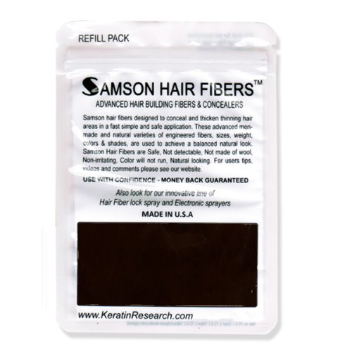 Samson Hair Building Fibers Hair Loss Concealer DARK BROWN large REFILL 50gr Made in USA Available Worldwide - Thumbnail 4