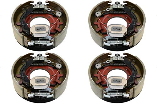 M-Parts 2 Pairs of Self-Adjusting 12-1/4" X 3-3/8" (12.25" X 3.375") Electric Trailer Drum Brake Assemblies Kit for 9,000/10,000 Lbs (9K/10K) Trailer Axles; 2 LH (B1210E-11) + 2 RH (B1210E-12)