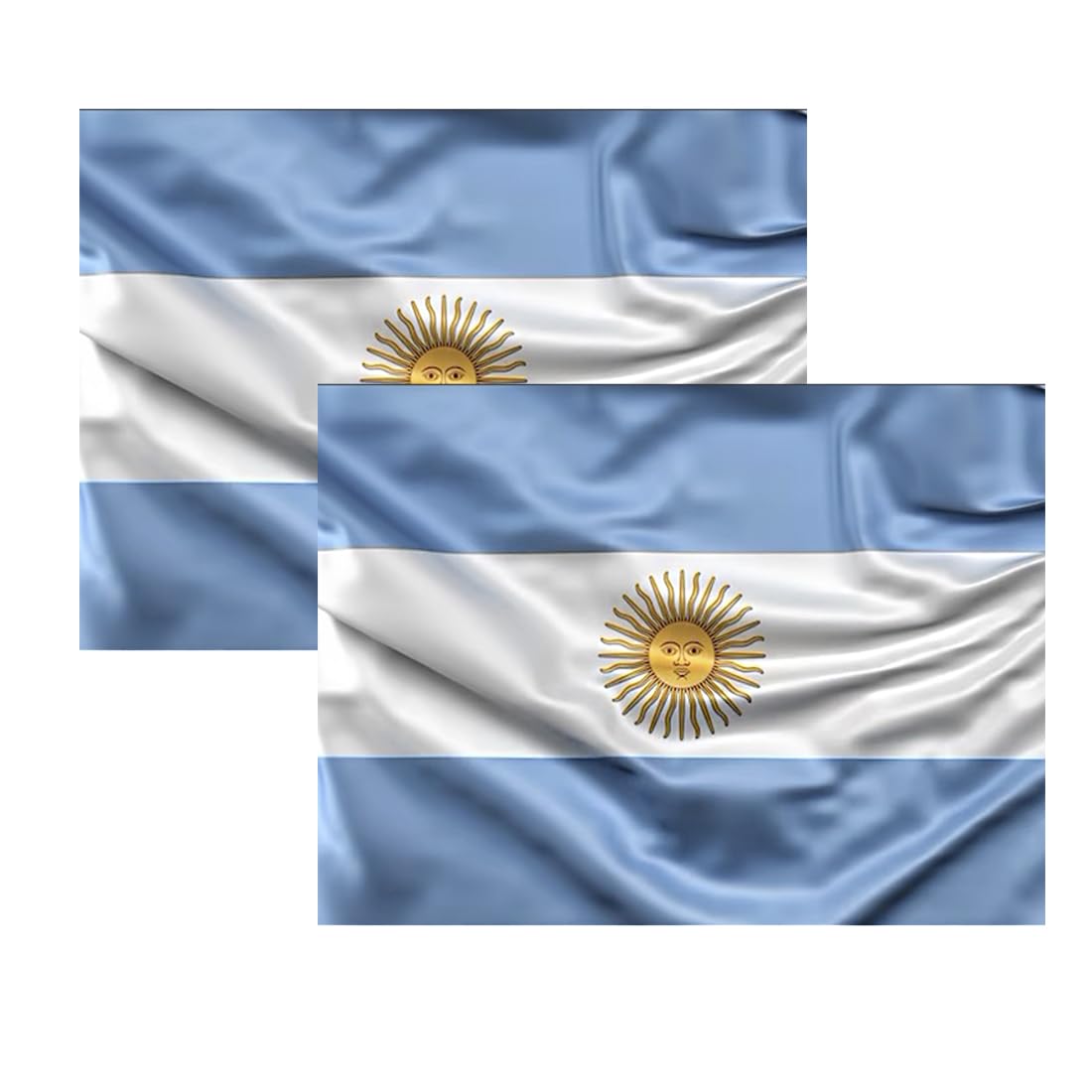 JYC CREATIVE 2 Flags of Argentina, Flag 90cm x 150cm, Large Flag with Pole Loop and Cords to Hold, Lightweight Flag, Flag for Sports, Football, Demonstrations, Buildings,