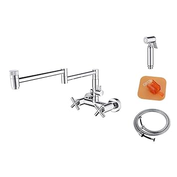Amazon Com Plumber Wall Mount Double Handle Folding Kitchen