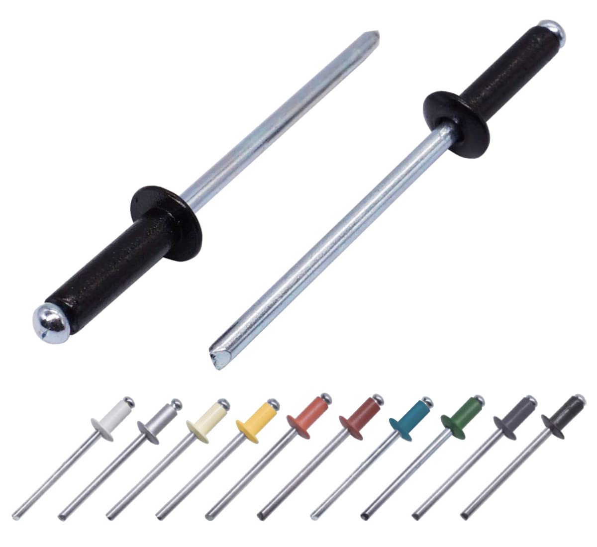 (Pack of 20 pcs) Painted Blind Rivets 4.0 x 14 mm, Dome Head, DIN 7337, Aluminum Rivet and Steel Mandrel, Pop Rivets (20, Jet Black RAL 9005)